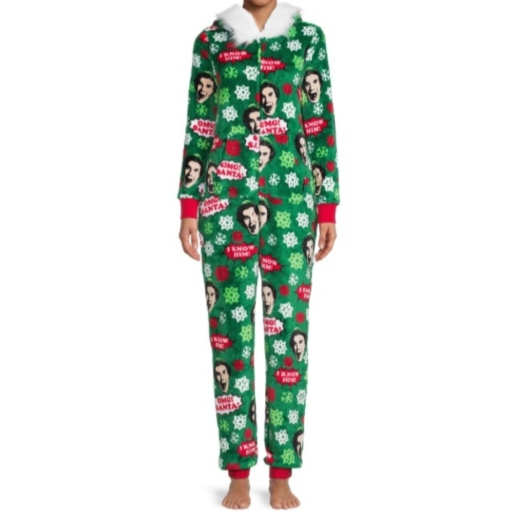 Elf Christmas Union Suit Adult Onesie Pajamas 3X